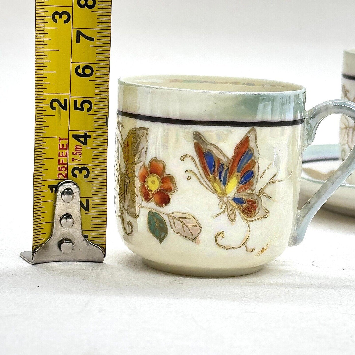 Shikanamachi Lustre Butterfly Espresso Coffee Can Cups & Saucers Set