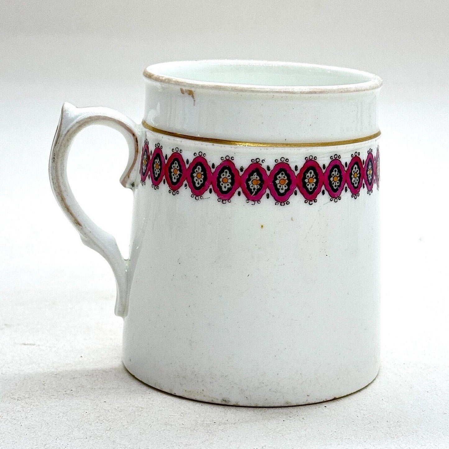 Staffordshire Ceramic Mug White with Imari Trim