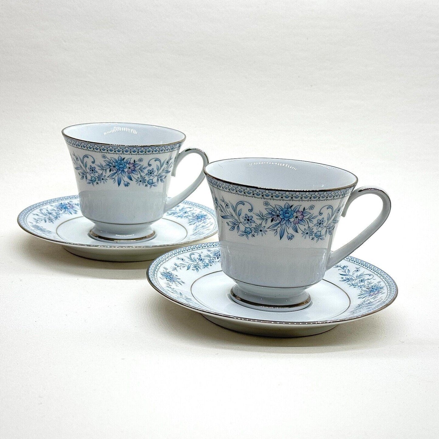 Noritake Blue Hill 2484 Teacup & Saucer Set Pair