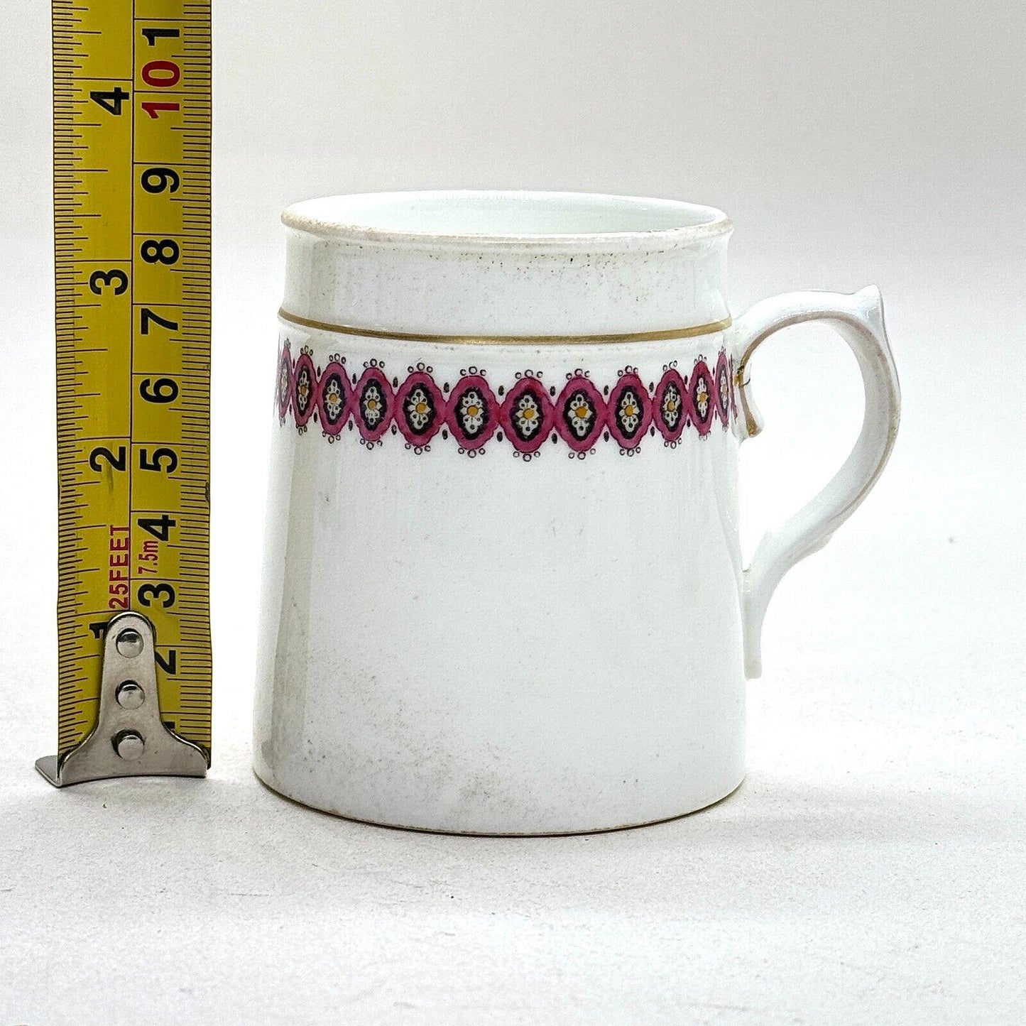 Staffordshire Ceramic Mug White with Imari Trim