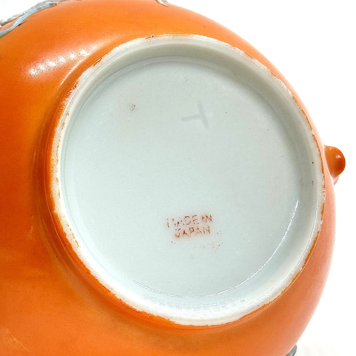 Japanese Porcelain Sugar Bowl Embossed Dragon Orange