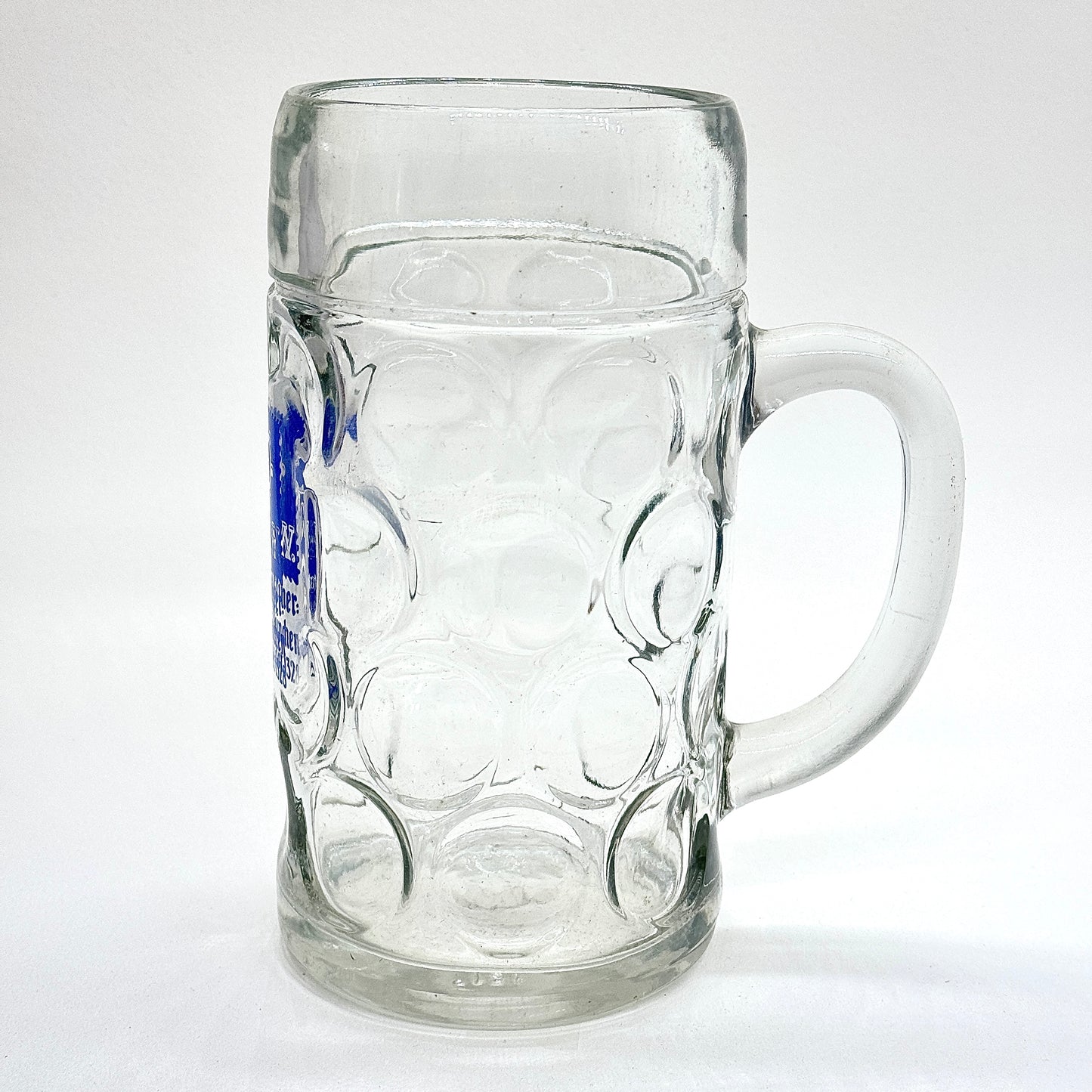 J. W. Augustiner Bräu Mundien Gegründet 1 Litre Clear Glass Tankard Stein