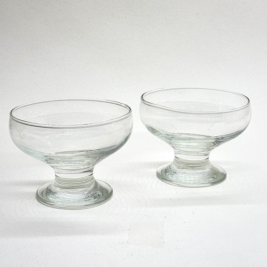 Footed Clear Glass Sorbet Ice Cream Dessert Tableware Bowls 9.5 cm Set of 2