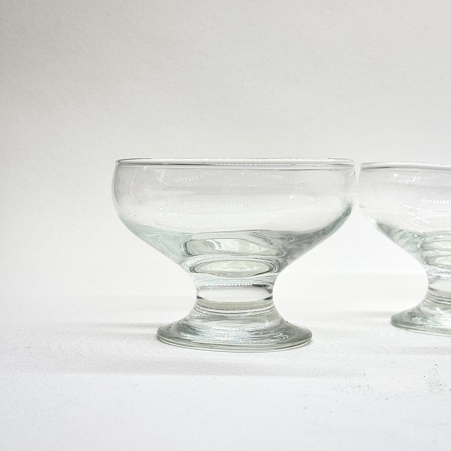 Footed Clear Glass Sorbet Ice Cream Dessert Tableware Bowls 9.5 cm Set of 2