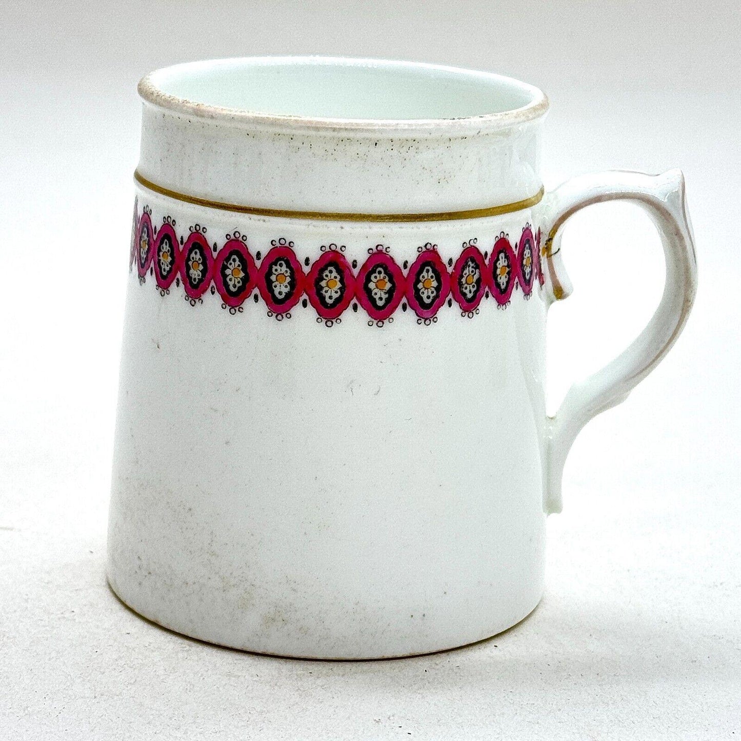 Staffordshire Ceramic Mug White with Imari Trim